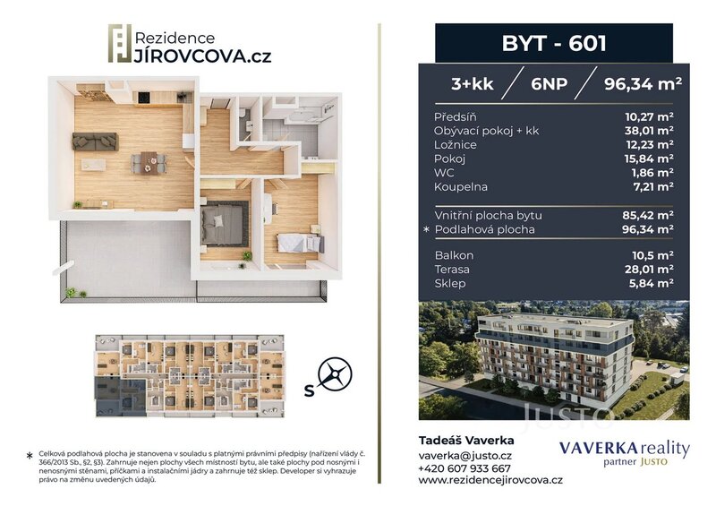 Prodej 3+kk 96 m2 + terasa 28 m2 + balkón 10 m2
