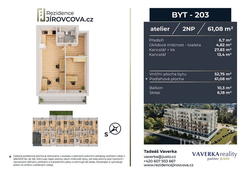 Prodej atelieru 61 m2 + balkón 10 m2
