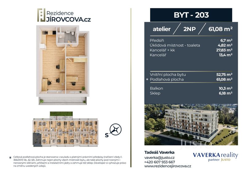 Prodej atelieru 61 m2 + balkón 10 m2