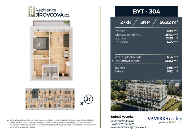 Prodej 2+kk 56 m2 + balkón 9 m2