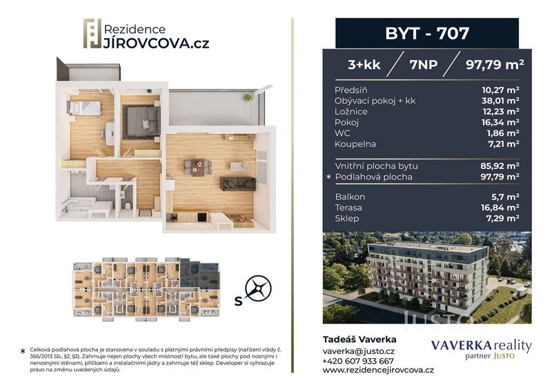 Prodej 3+kk 97 m2 + terasa 16 m2 + balkón 5 m2