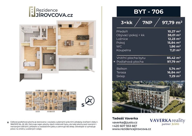 Prodej 3+kk 97 m2 + terasa 16 m2 + balkón 5 m2
