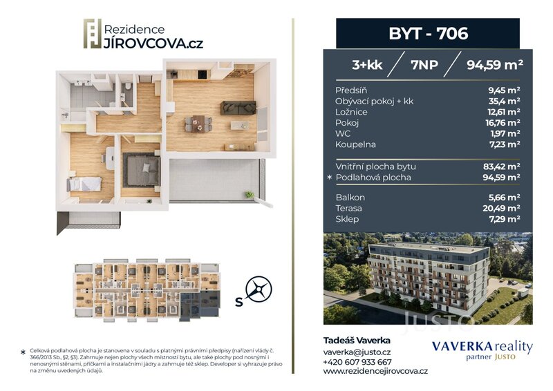 Prodej 3+kk 94 m2 + terasa 20 m2 + balkón 5 m2