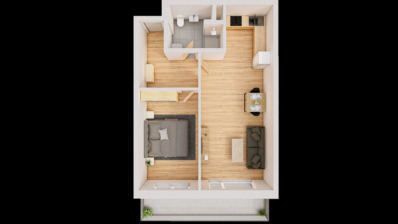 Prodej 2+kk 60 m2 + balkón 10 m2