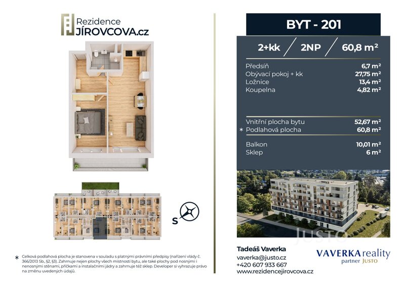 Prodej 2+kk 60 m2 + balkón 10 m2