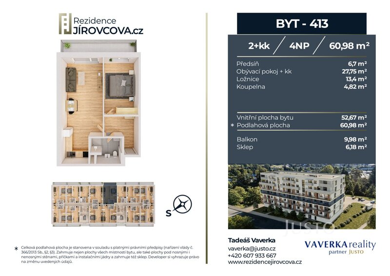 Prodej 2+kk 60 m2 + balkón 9 m2