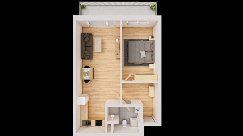 Prodej 2+kk 60 m2 + balkón 9 m2