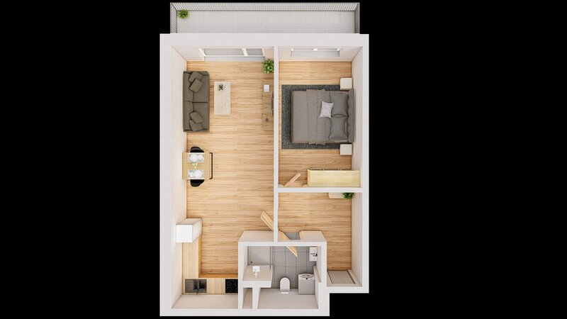 Prodej 2+kk 61 m2 + balkón 10 m2