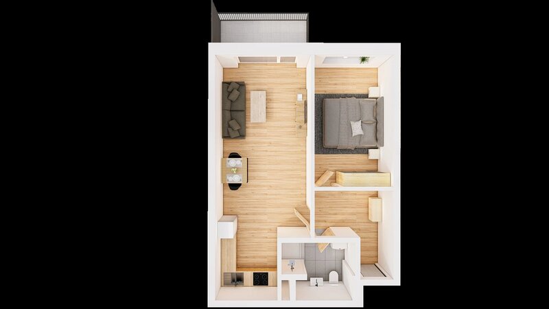 Prodej 2+kk 62 m2 + balkón 5 m2