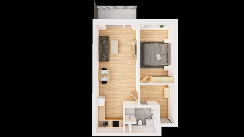 Prodej 2+kk 62 m2 + balkón 5 m2