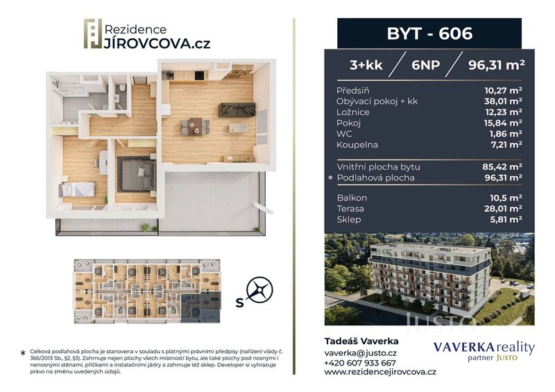 Prodej 3+kk 96 m2 + terasa 28 m2 + balkón 10 m2