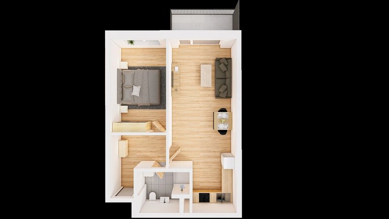 Prodej 2+kk 60 m2 + balkón 5 m2