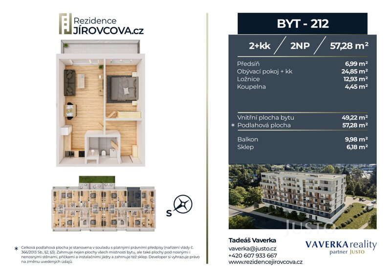 Prodej 2+kk 57 m2 + balkón 9 m2