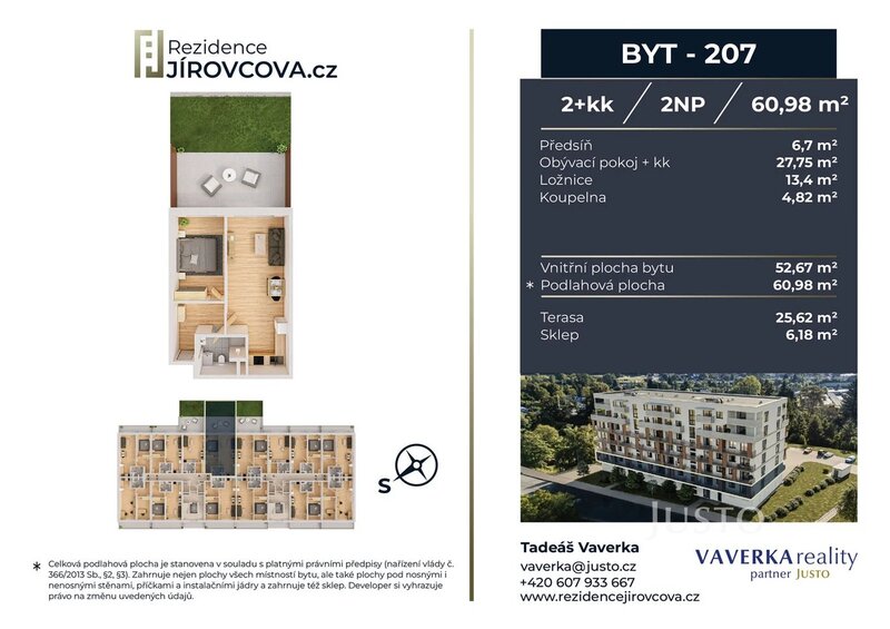 Prodej 2+kk 60 m2 + terasa 25 m2