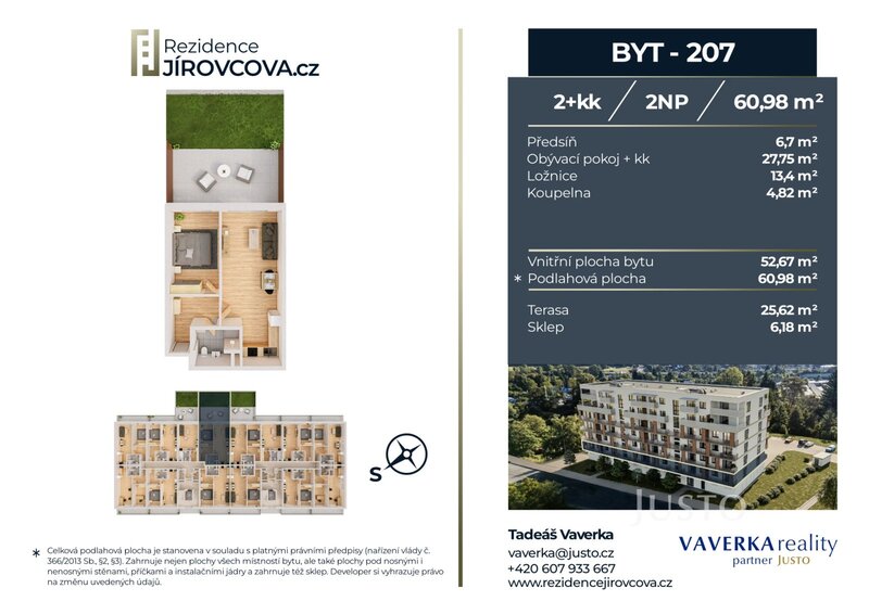 Prodej 2+kk 60 m2 + terasa 25 m2