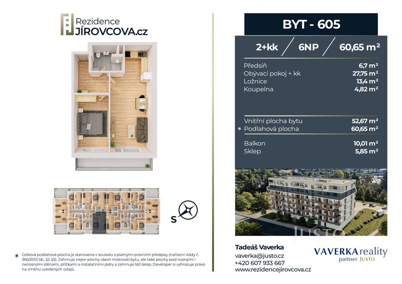 Prodej 2+kk 60 m2 + balkón 10 m2