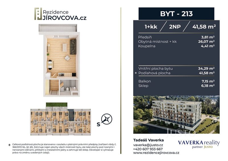 Prodej 1+kk 41 m2 + balkón 7 m2