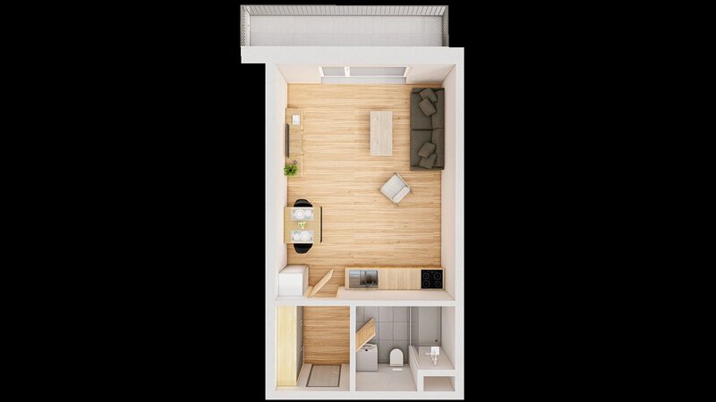 Prodej 1+kk 41 m2 + balkón 7 m2