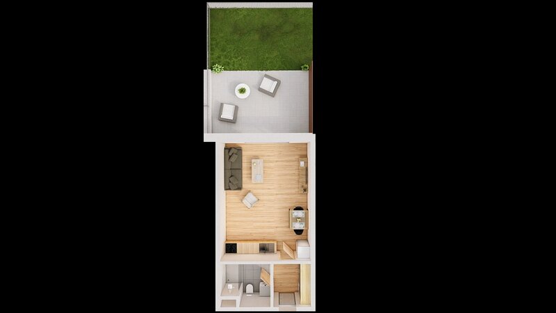 Prodej 1+kk 41 m2 + terasa 20 m2