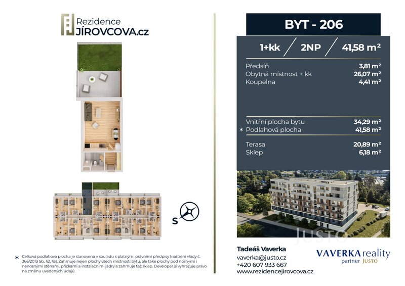 Prodej 1+kk 41 m2 + terasa 20 m2