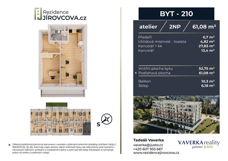 Prodej atelieru 61 m2 + balkón 10 m2