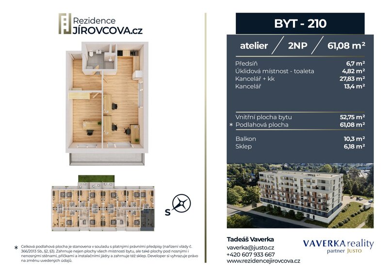 Prodej atelieru 61 m2 + balkón 10 m2