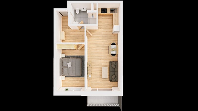 Prodej 2+kk 61 m2 + balkón 5 m2