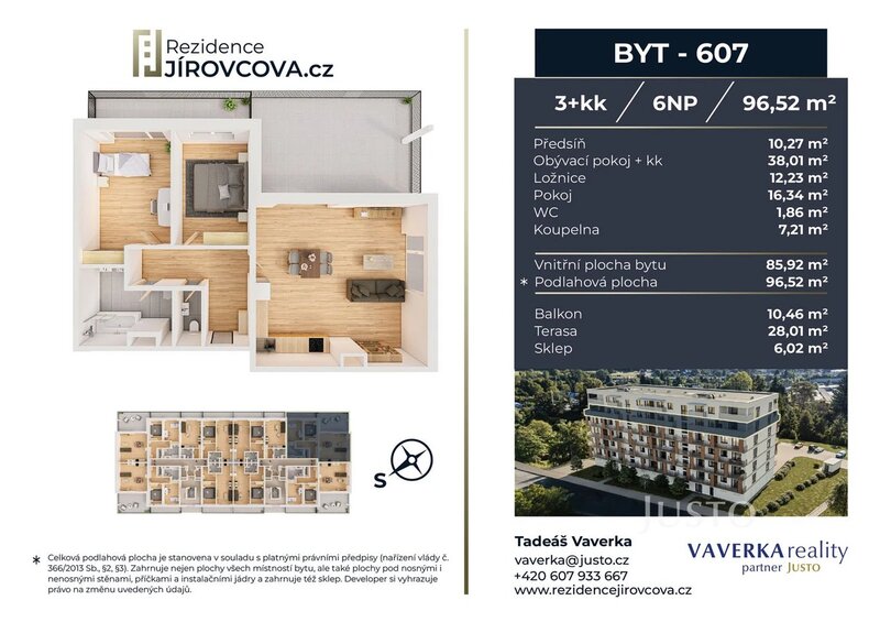 Prodej 3+kk 96 m2 + terasa 28 m2 + balkón 10 m2